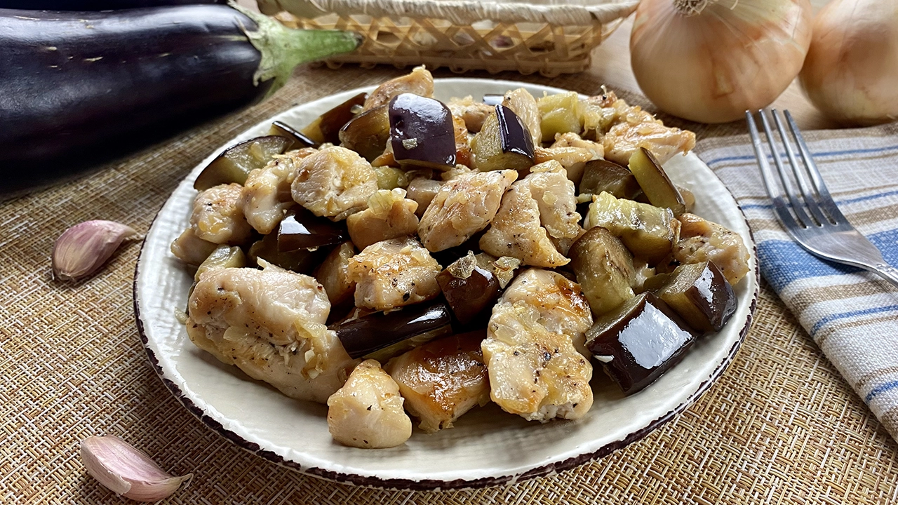 Pollo con berenjena
