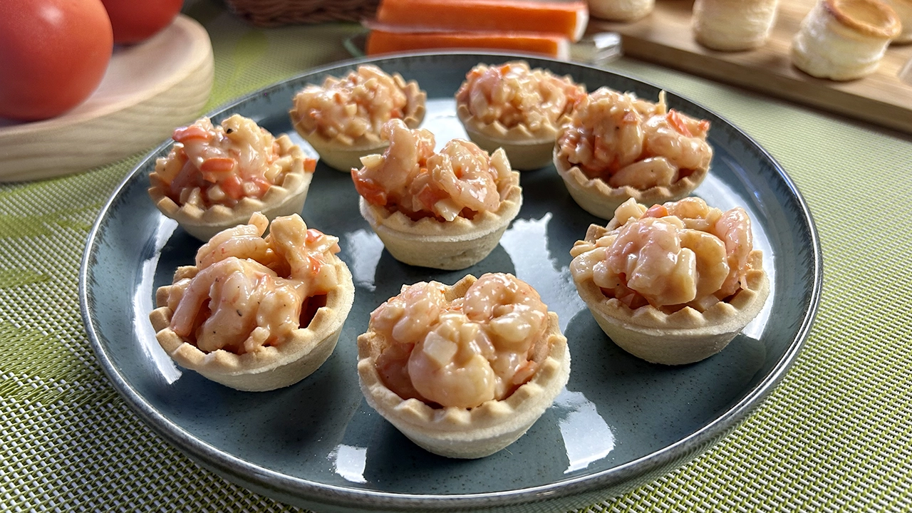 Tartaletas de cóctel de gambas