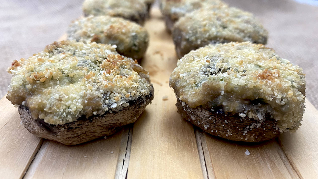 Champiñones rellenos al horno