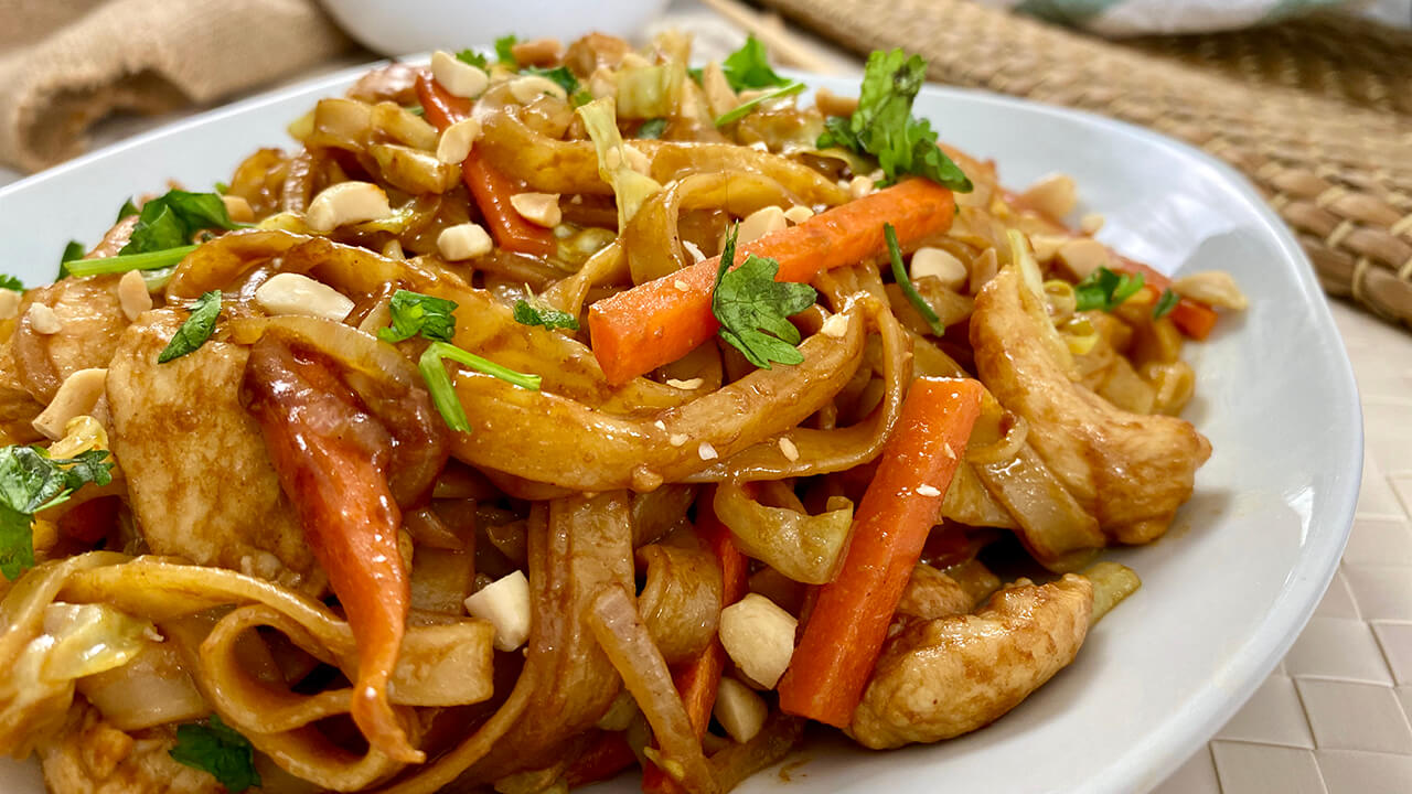 Tagliatelle con crema de cacahuete