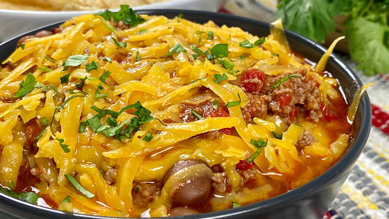 Chili con Carne y Queso, Receta de Cocina TexMex
