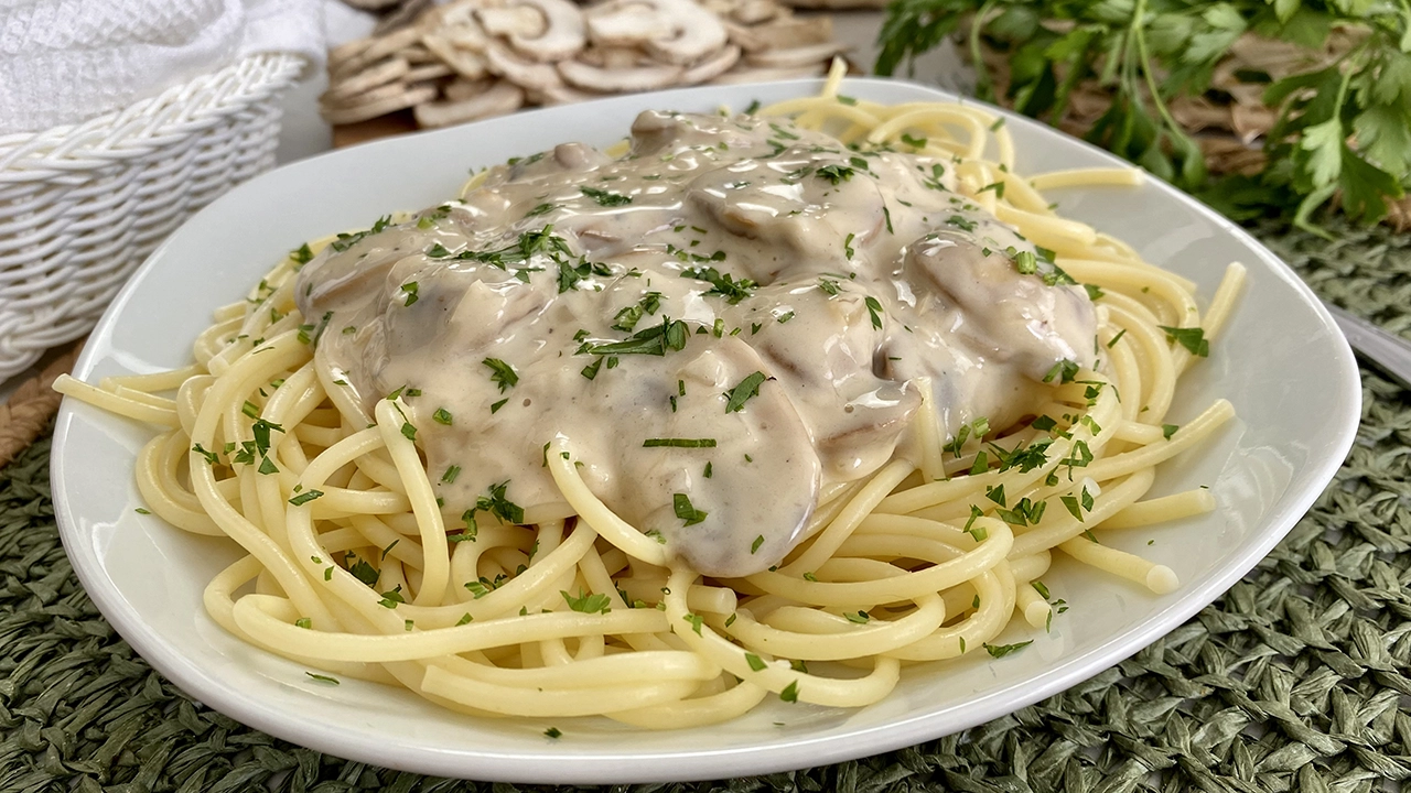 Espaguetis con champiñones