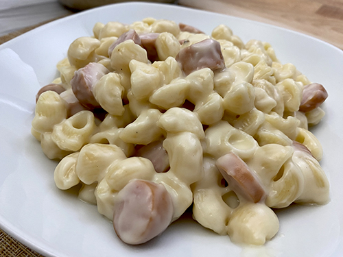 Mac & Cheese con salchicha